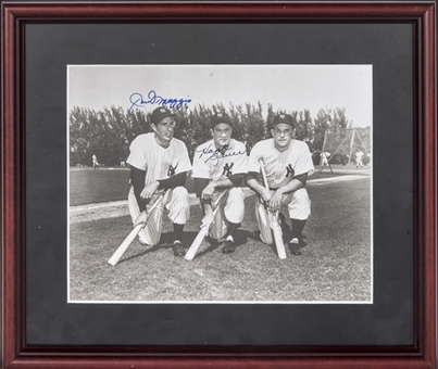 Joe DiMaggio & Hank Bauer Dual Signed Photo In 13x11 Framed Display (JSA)